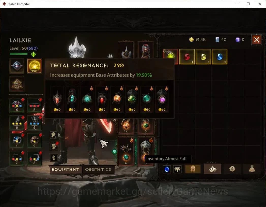 Diablo Immortal Accounts SEA - Anu|CS ON|Lv60(680)|Crusader|CR 37K|Reso 390 image 6