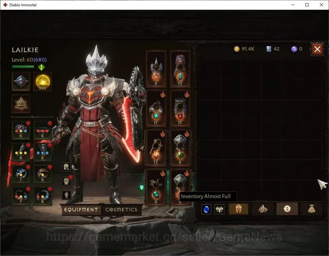 Diablo Immortal Accounts SEA - Anu|CS ON|Lv60(680)|Crusader|CR 37K|Reso 390 image 7