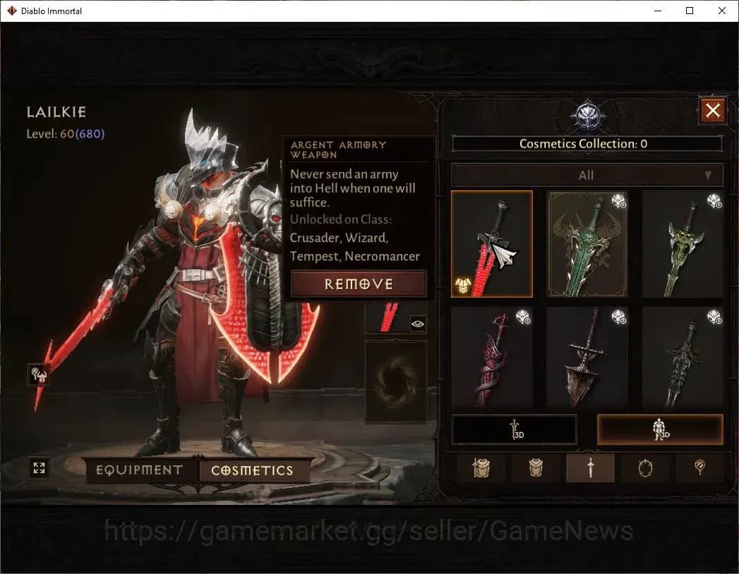 Diablo Immortal Accounts SEA - Anu|CS ON|Lv60(680)|Crusader|CR 37K|Reso 390 image 9