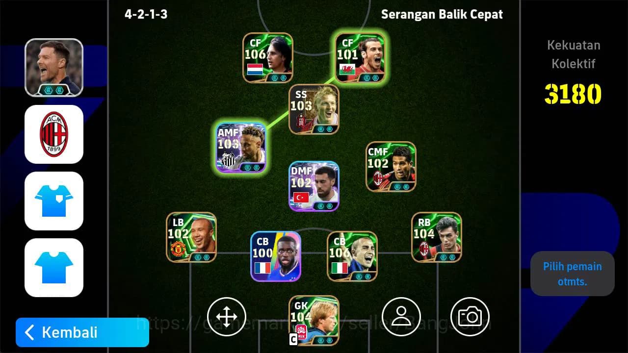 eFootball Accounts power 3180, johan Cruyff epic, maldini epic, Neyma image 1