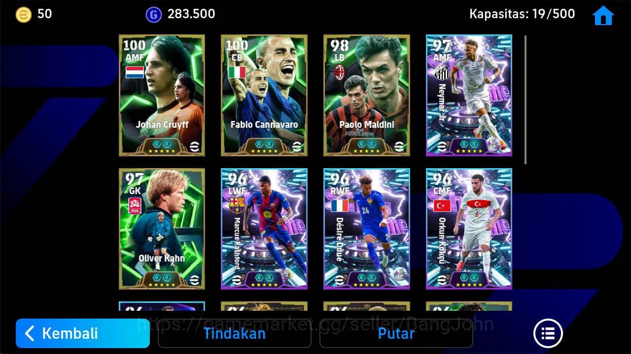 eFootball Accounts power 3180, johan Cruyff epic, maldini epic, Neyma image 3