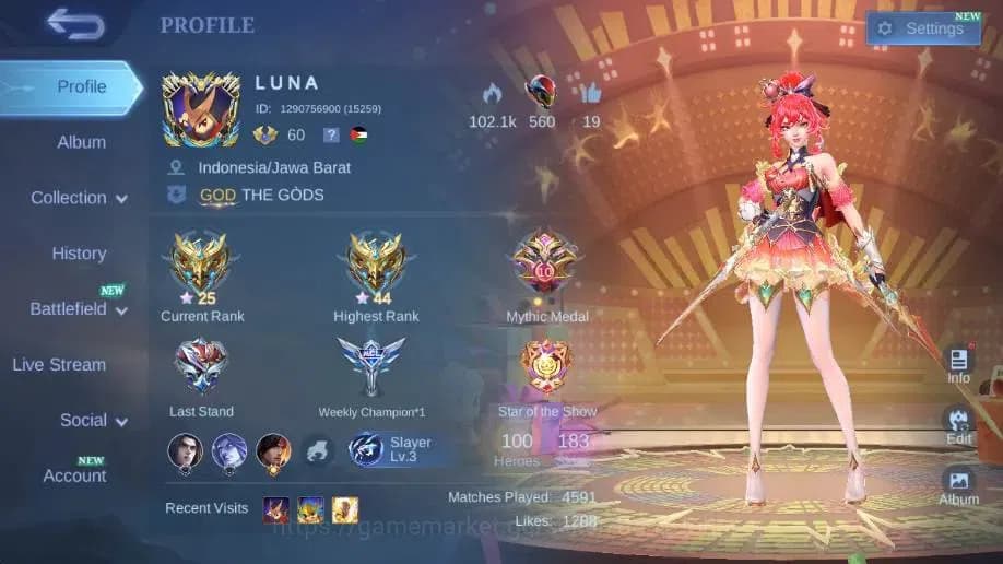 Mobile Legends: Bang Bang Accounts Global|Hero 100|Skin 183|Expert|Collector Natalia+ image 1