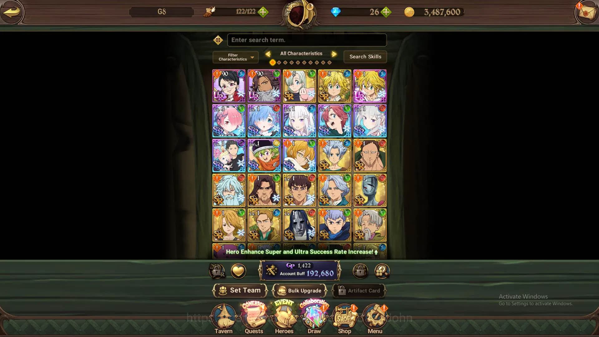 The Seven Deadly Sins: Grand Cross Accounts GLOBAL|192K CC|Fresh starter|Collab Re-zero 2 Emil image 5