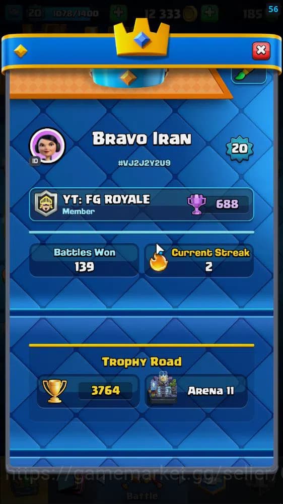 Clash Royale Accounts Lv 20|Trophy 3764|KTL 8|Limited Skin|Card 63| 2 EV image 2