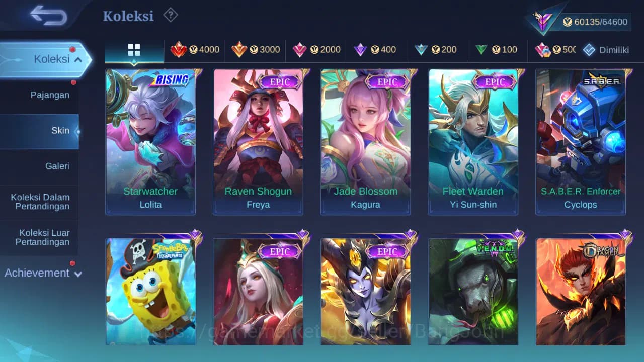 Mobile Legends: Bang Bang Accounts GLOBAL Hero 131 Skin 291 | Zodiac Selena | KOF Kar image 5
