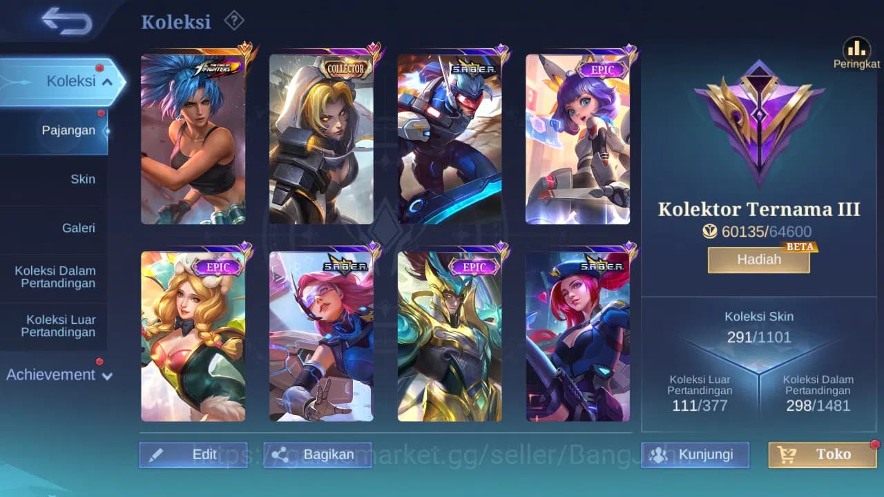 Mobile Legends: Bang Bang Accounts GLOBAL Hero 131 Skin 291 | Zodiac Selena | KOF Kar image 9
