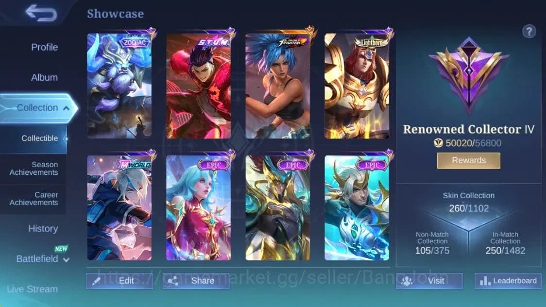 Mobile Legends: Bang Bang Accounts Global|Hero 132|Skin 260|Renowned|KOF Karina|STUN image 2