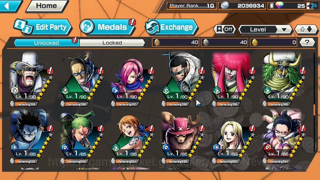 One Piece Bounty Rush Accounts Global|3 EX 1 MAX|Devine Shanks,5Elder Nusjuro,Fil image 10