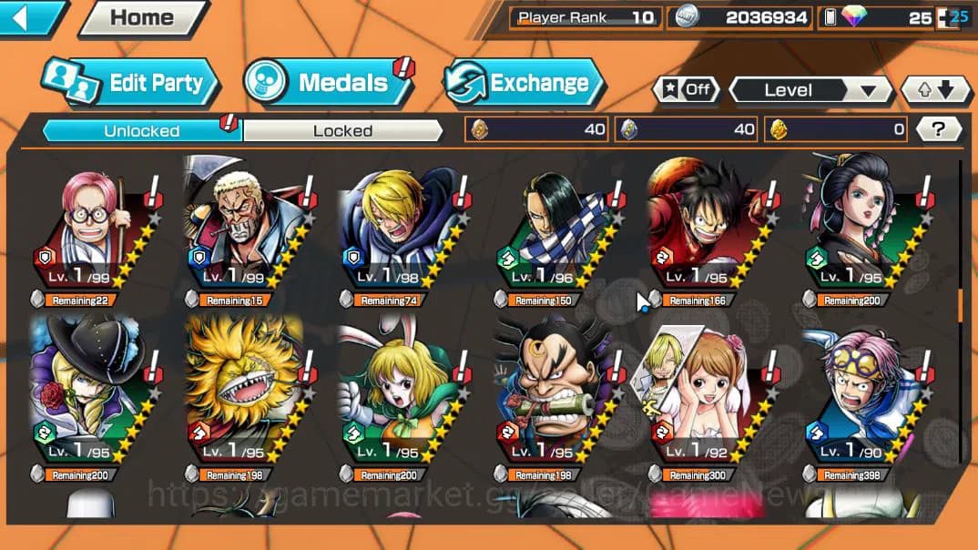 One Piece Bounty Rush Accounts Global|3 EX 1 MAX|Devine Shanks,5Elder Nusjuro,Fil image 9