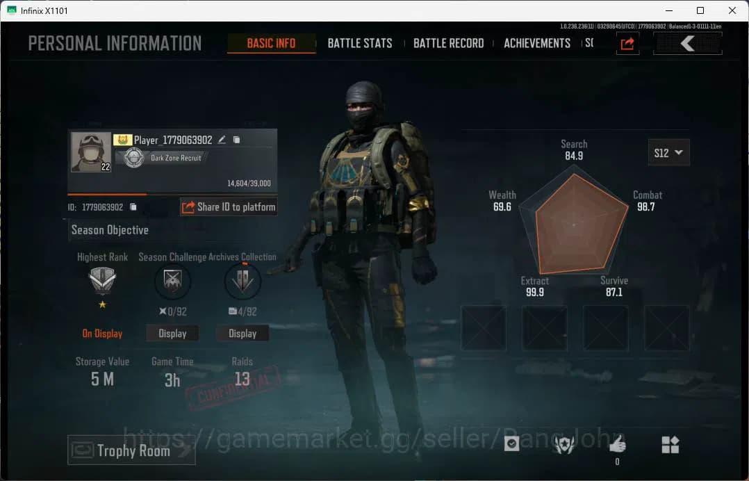 Arena Breakout Accounts MOBILE| LV 22 | SV 5M| CV 4M| WP SKIN LR AR1 Degre image 1