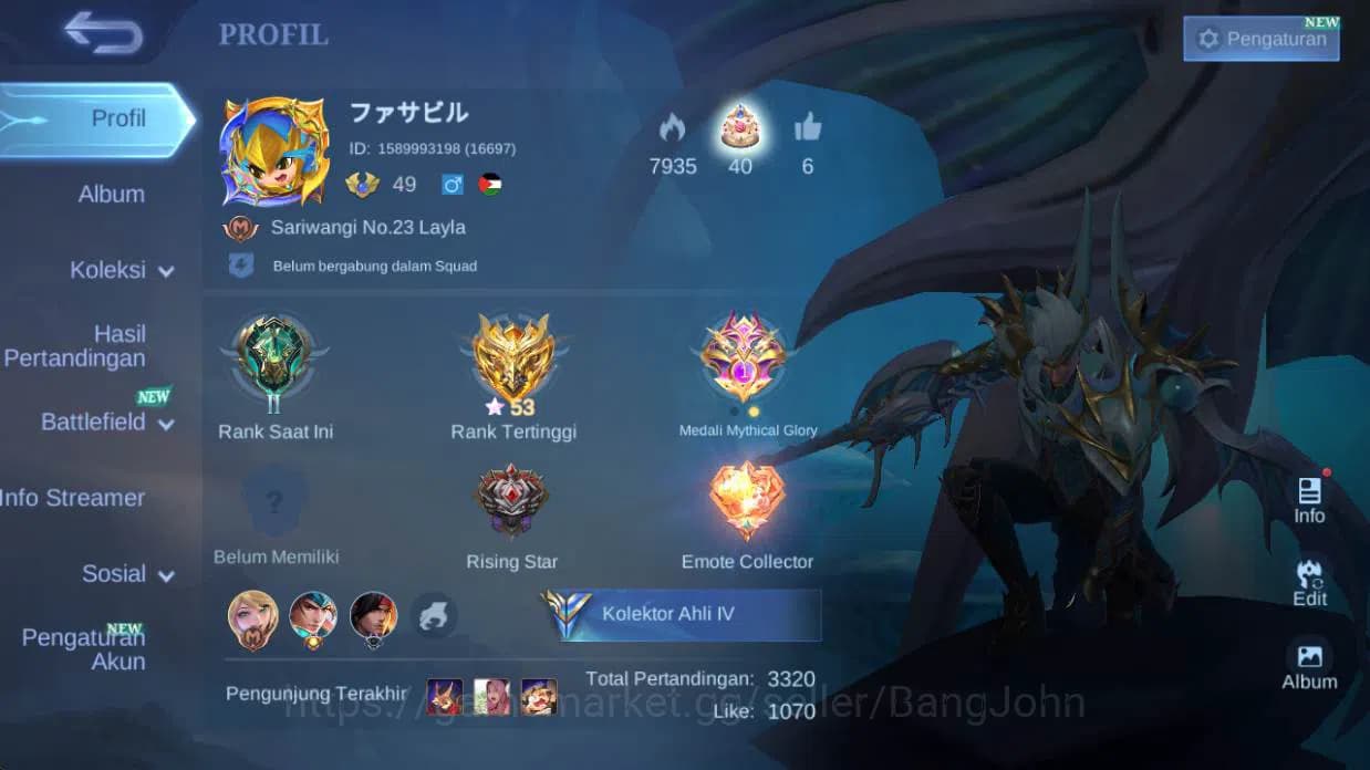 Mobile Legends: Bang Bang Accounts HERO 91 |skin 124 cc natalia, saber saber, saber L image 1