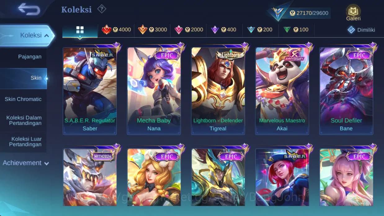 Mobile Legends: Bang Bang Accounts HERO 91 |skin 124 cc natalia, saber saber, saber L image 4