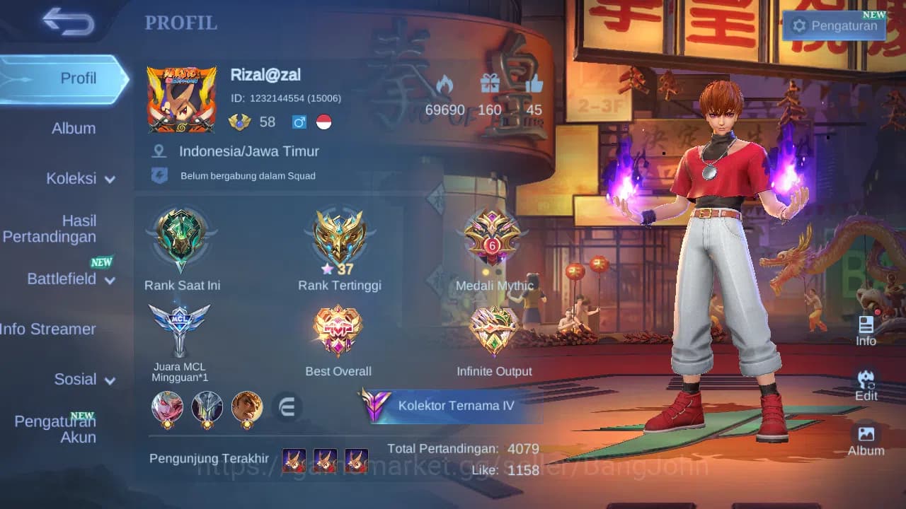 Mobile Legends: Bang Bang Accounts Hero 92 Skin 200 | KOF Dyrroth, Karina | CC Nata | image 1