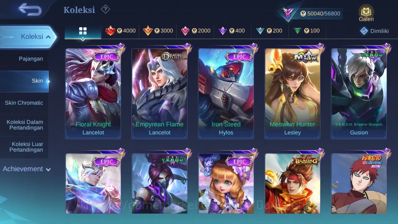 Mobile Legends: Bang Bang Accounts Hero 92 Skin 200 | KOF Dyrroth, Karina | CC Nata | image 6