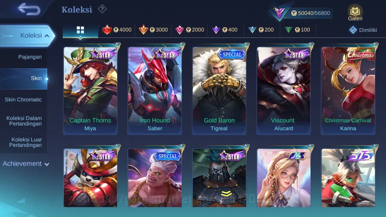 Mobile Legends: Bang Bang Accounts Hero 92 Skin 200 | KOF Dyrroth, Karina | CC Nata | image 9