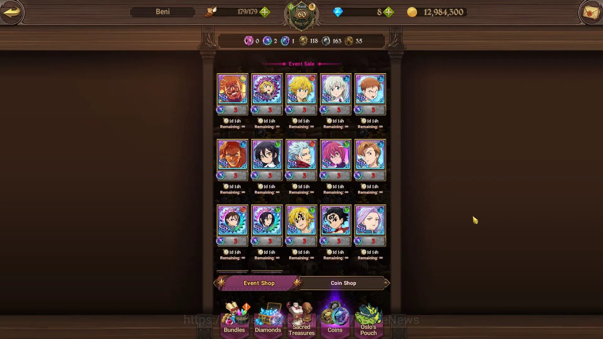 The Seven Deadly Sins: Grand Cross Accounts Global|1M CC|Starter Ch5| 4 UR | Merlin & Escanor, image 8