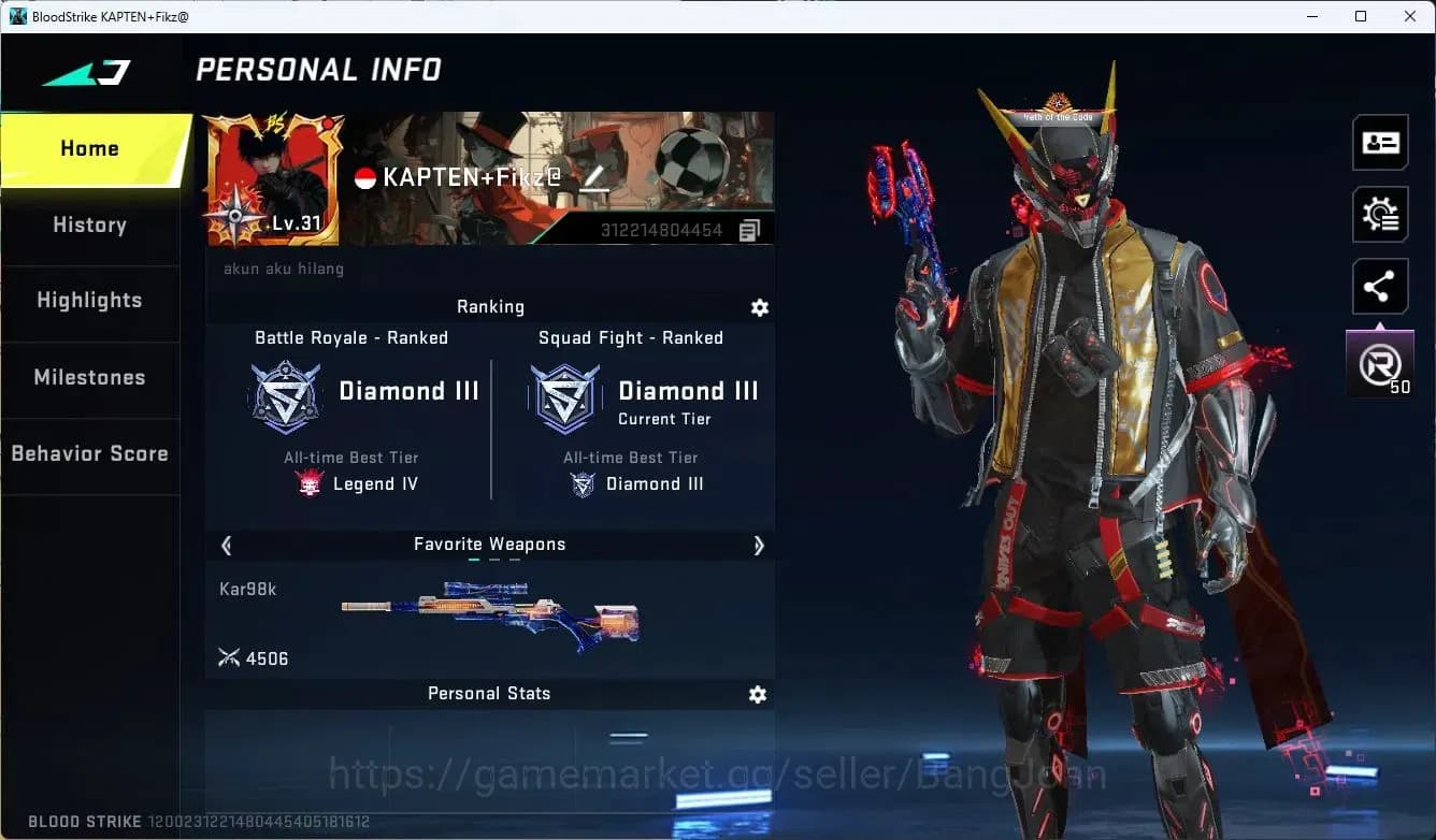 Blood Strike Accounts ASIA | Eternal Desert Eagle Scorpius | 2 7DS Guns: image 1