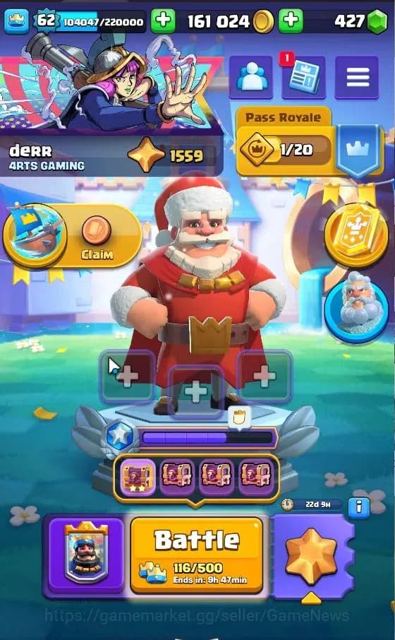 Clash Royale Accounts Lv 62|Trophy 10704|KTL 15|Limited Skin|Card 121|4 image 1