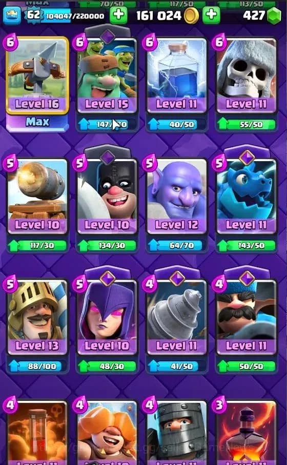 Clash Royale Accounts Lv 62|Trophy 10704|KTL 15|Limited Skin|Card 121|4 image 20