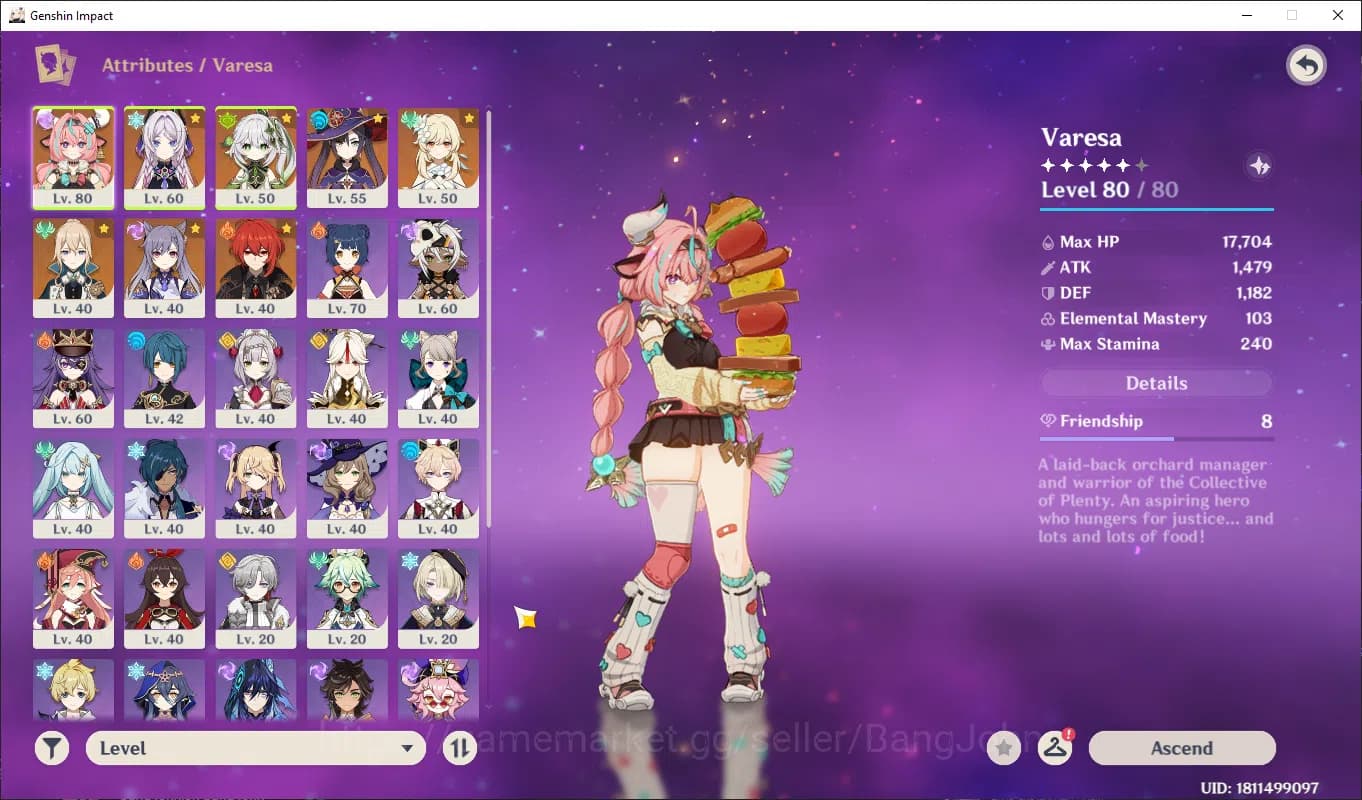 Genshin Impact Accounts ASIA | AR 40+ | varessa, citlali, nahida, mona, je image 2