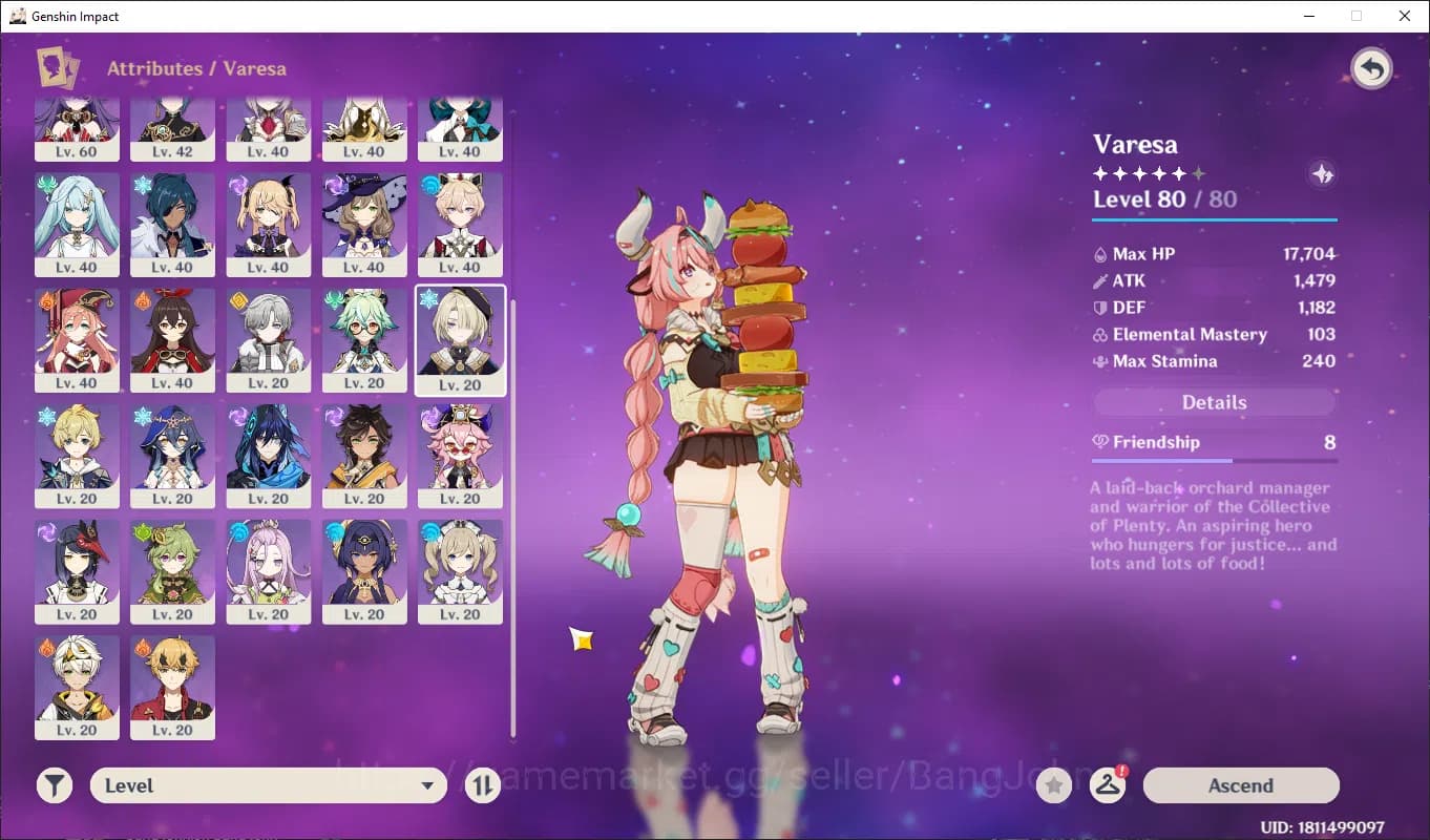 Genshin Impact Accounts ASIA | AR 40+ | varessa, citlali, nahida, mona, je image 3