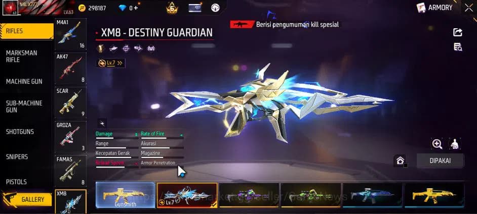 Free Fire Accounts Indonesia|M1887 Sterling Conqueror Lv7|XM8 Destiny image 10