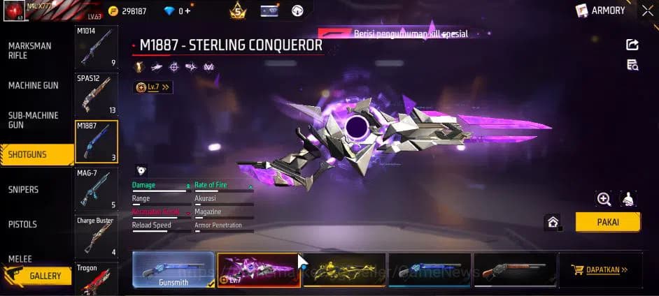 Free Fire Accounts Indonesia|M1887 Sterling Conqueror Lv7|XM8 Destiny image 16