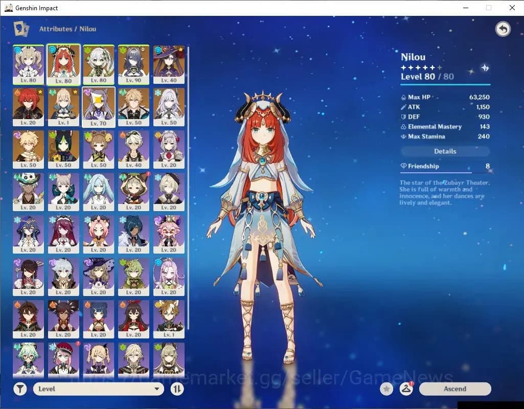 Genshin Impact Accounts ASIA|AR 53|5 Limited+3(*5Weapon)|Nilou+Sign,Varka, image 3