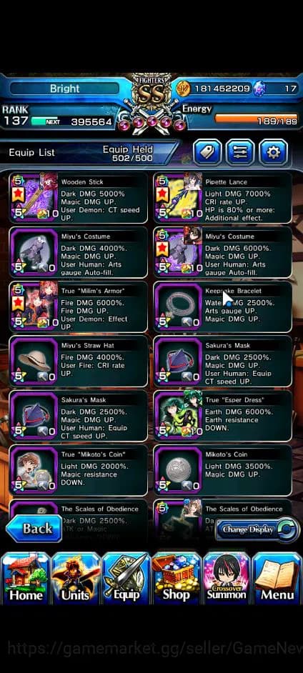 Grand Summoners Accounts Global|Rank 137|2 Sp Art+32 Ascend+11 TW|[Okarun,R image 11