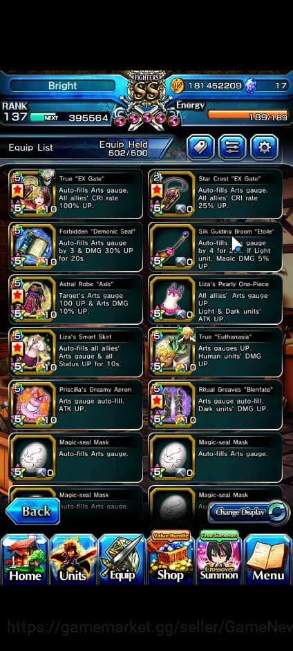 Grand Summoners Accounts Global|Rank 137|2 Sp Art+32 Ascend+11 TW|[Okarun,R image 4