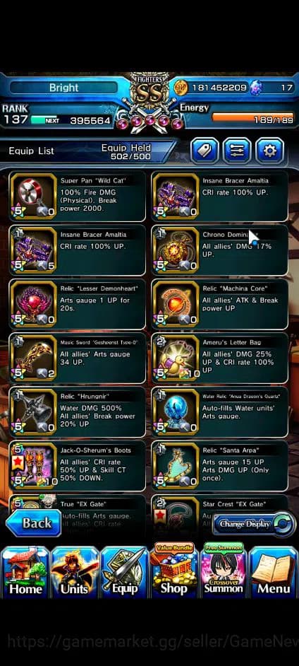 Grand Summoners Accounts Global|Rank 137|2 Sp Art+32 Ascend+11 TW|[Okarun,R image 5