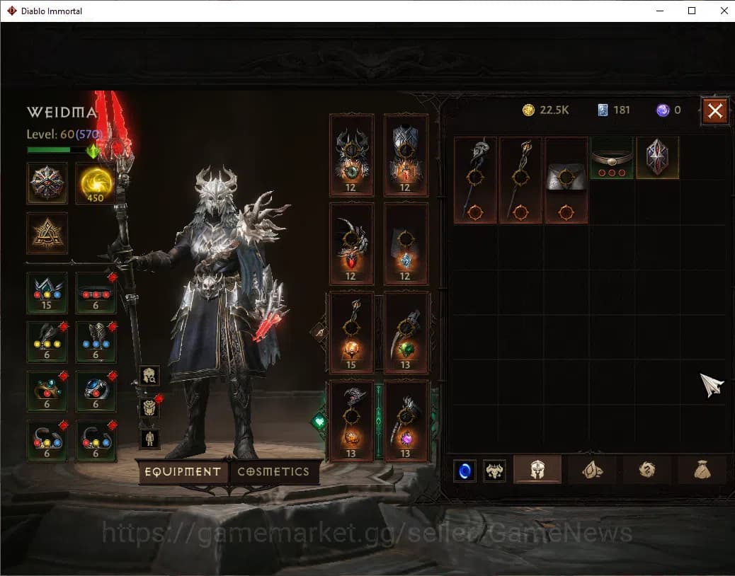 Diablo Immortal Accounts SEA-ANU|CS ON|Lv60(570)|Druid|CR 36k|Reso 450|Para image 4