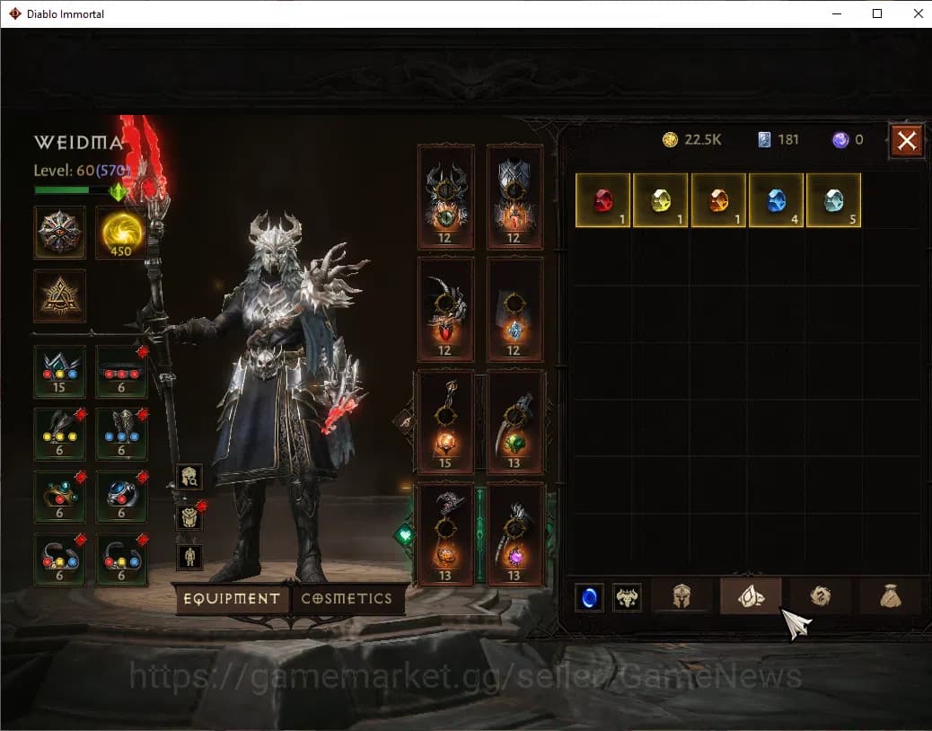 Diablo Immortal Accounts SEA-ANU|CS ON|Lv60(570)|Druid|CR 36k|Reso 450|Para image 5