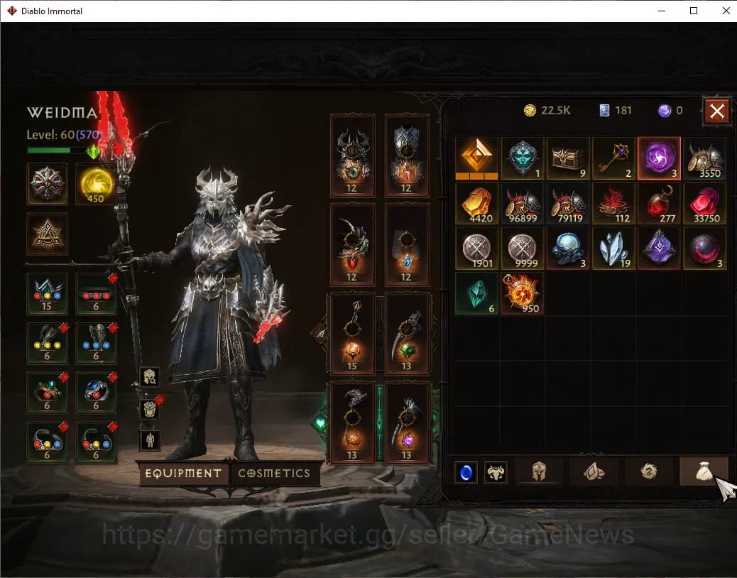Diablo Immortal Accounts SEA-ANU|CS ON|Lv60(570)|Druid|CR 36k|Reso 450|Para image 6