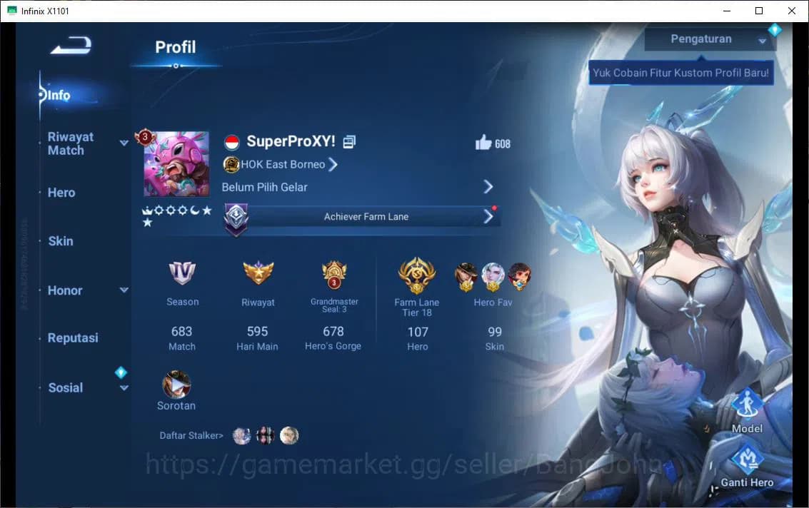 Honor of Kings Accounts GLOBAL|107HR|99SK|LIMITED=ARLI,LADY SUN|GM=GAN AND image 8