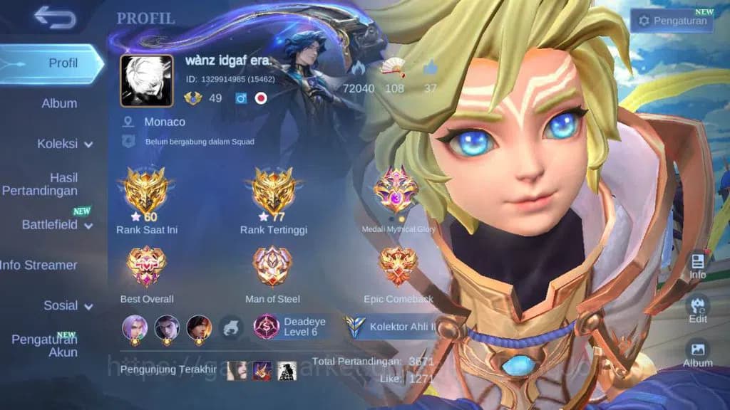 Mobile Legends: Bang Bang Accounts Global,Skin 153,Hero 101,LB rger,vnm Grock,saber J image 1