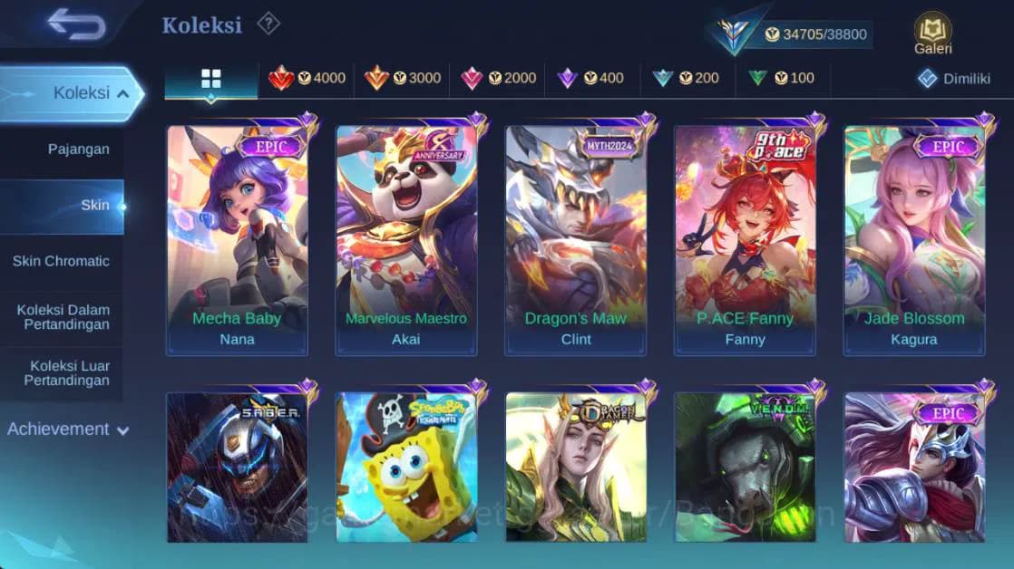 Mobile Legends: Bang Bang Accounts Global,Skin 153,Hero 101,LB rger,vnm Grock,saber J image 18