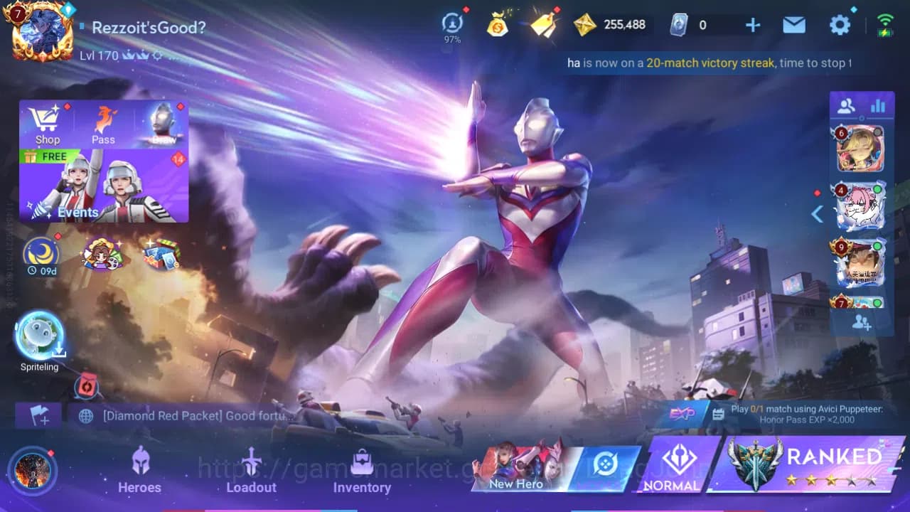 Honor of Kings Accounts Hero 111|Skin 239|Flawless Mai|JJK Kongming,Ladysu image 3