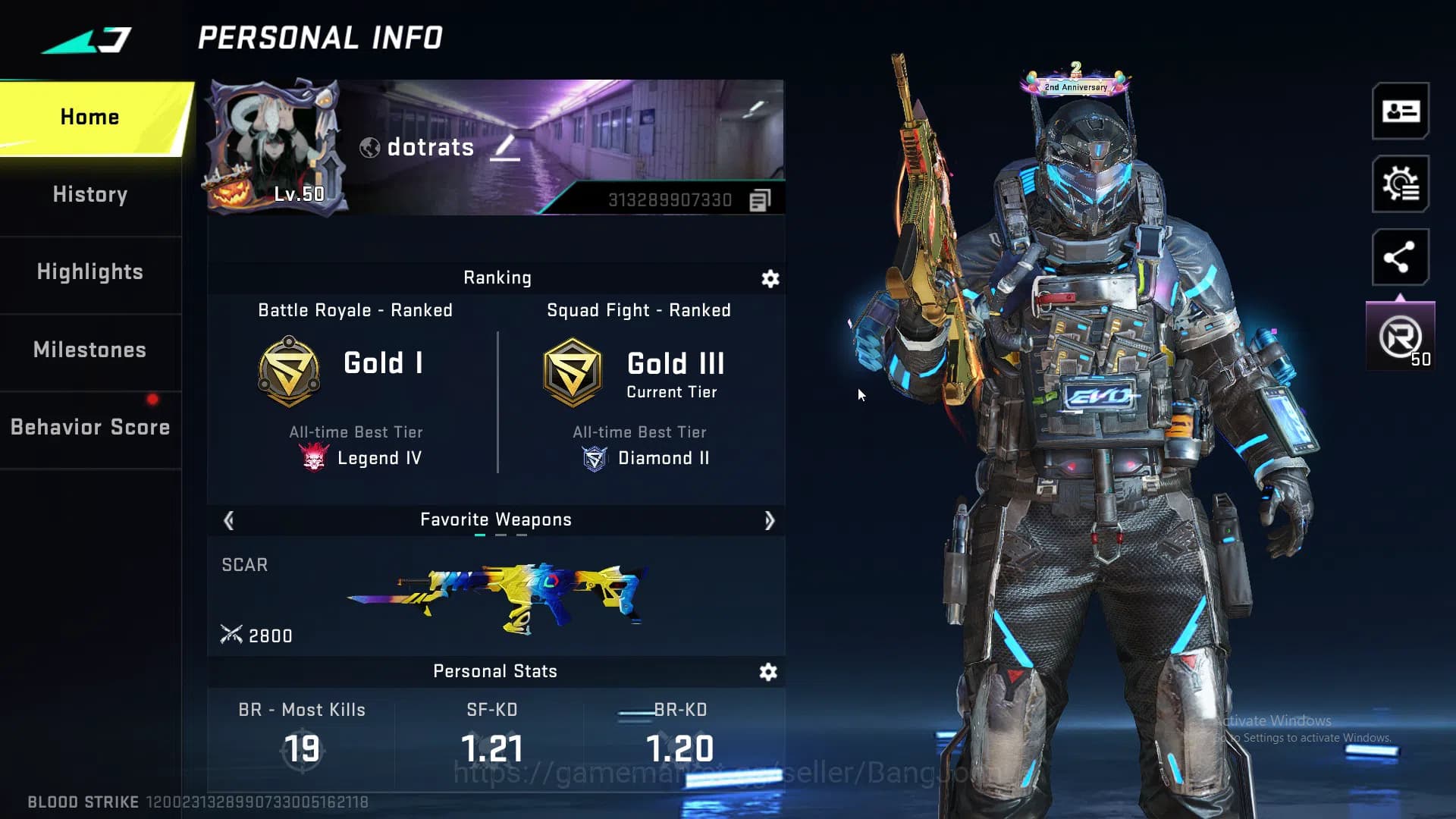 Blood Strike Accounts ASIA | EVO character skin|EVA: SCAR EVA-08|MP5-Pay image 1