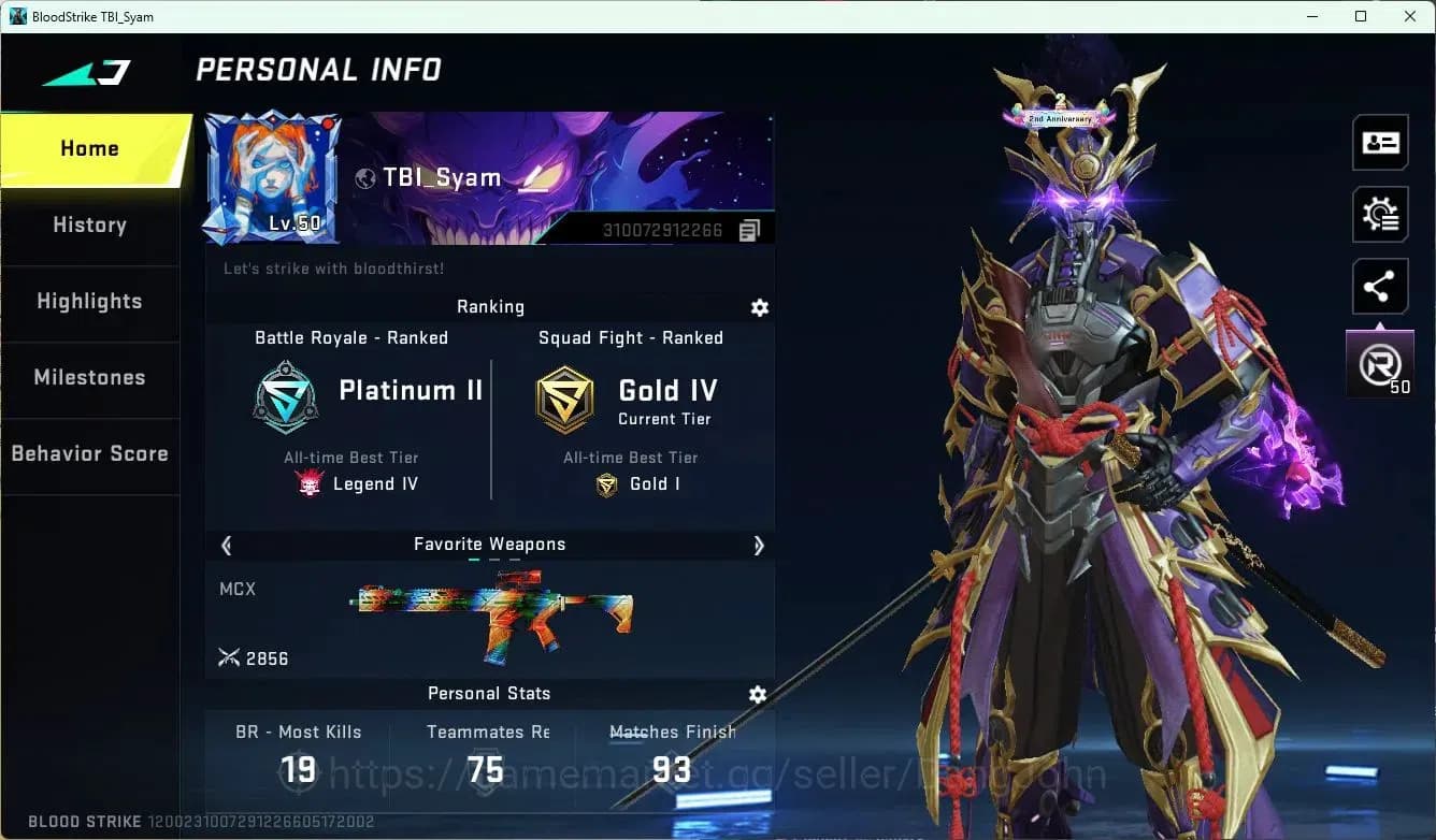 Blood Strike Accounts ASIA | Eternal ZERO-Odashadow | Legendary Katana-R image 1