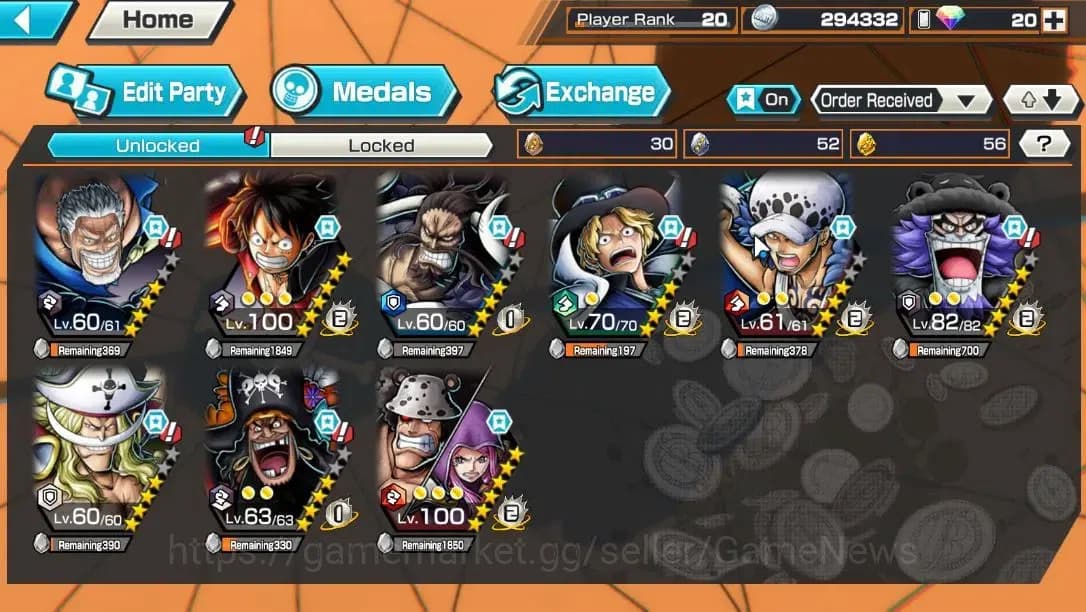 One Piece Bounty Rush Accounts Global|6EX|LH Garp,TSCA Kaido,FE Sabo,WI Trfalgar image 5