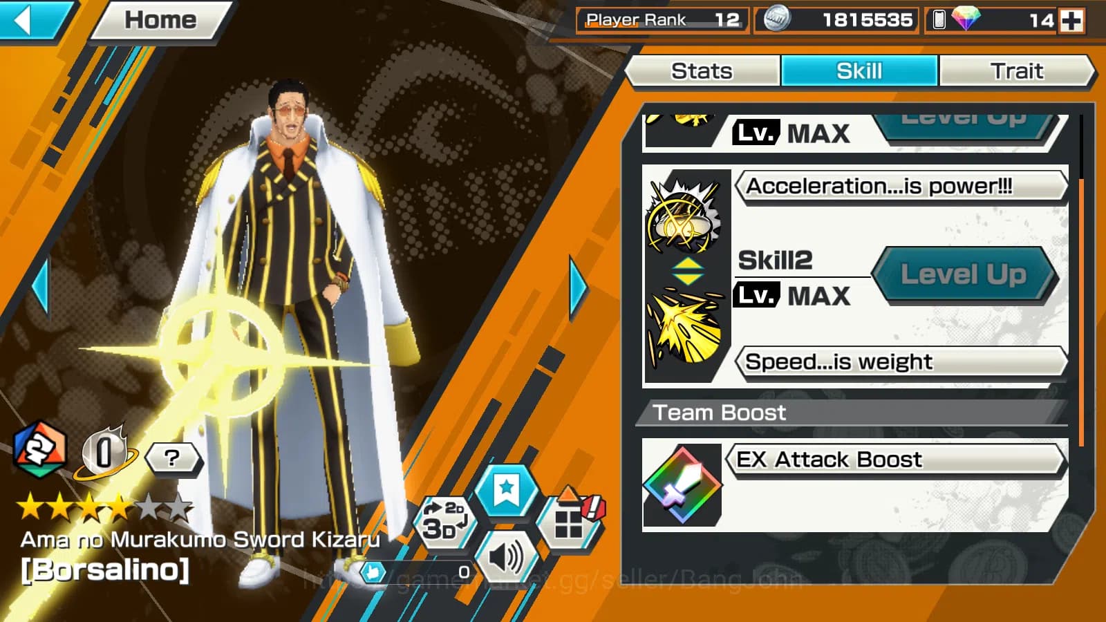 One Piece Bounty Rush Accounts Global |5 EX |Rank 12| Borsalino, Zephyr, 4emperor image 2