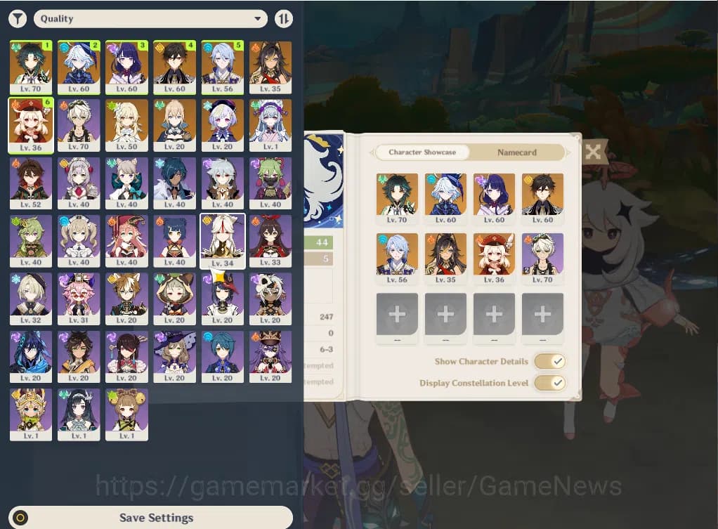 Genshin Impact Accounts ASIA|AR44|6 Limited+2(*4Character)|Furina,Raiden,Z image 3