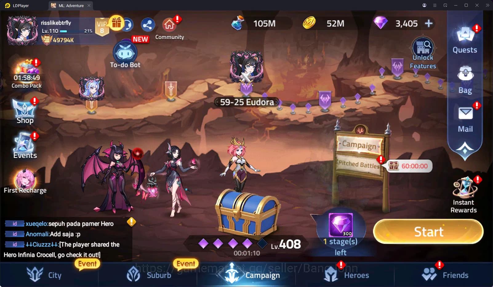 Mobile Legends: Adventure Accounts SERVER 70680 | LVL 110 | 49M POWER | 11 AWAKEN | 1 image 6
