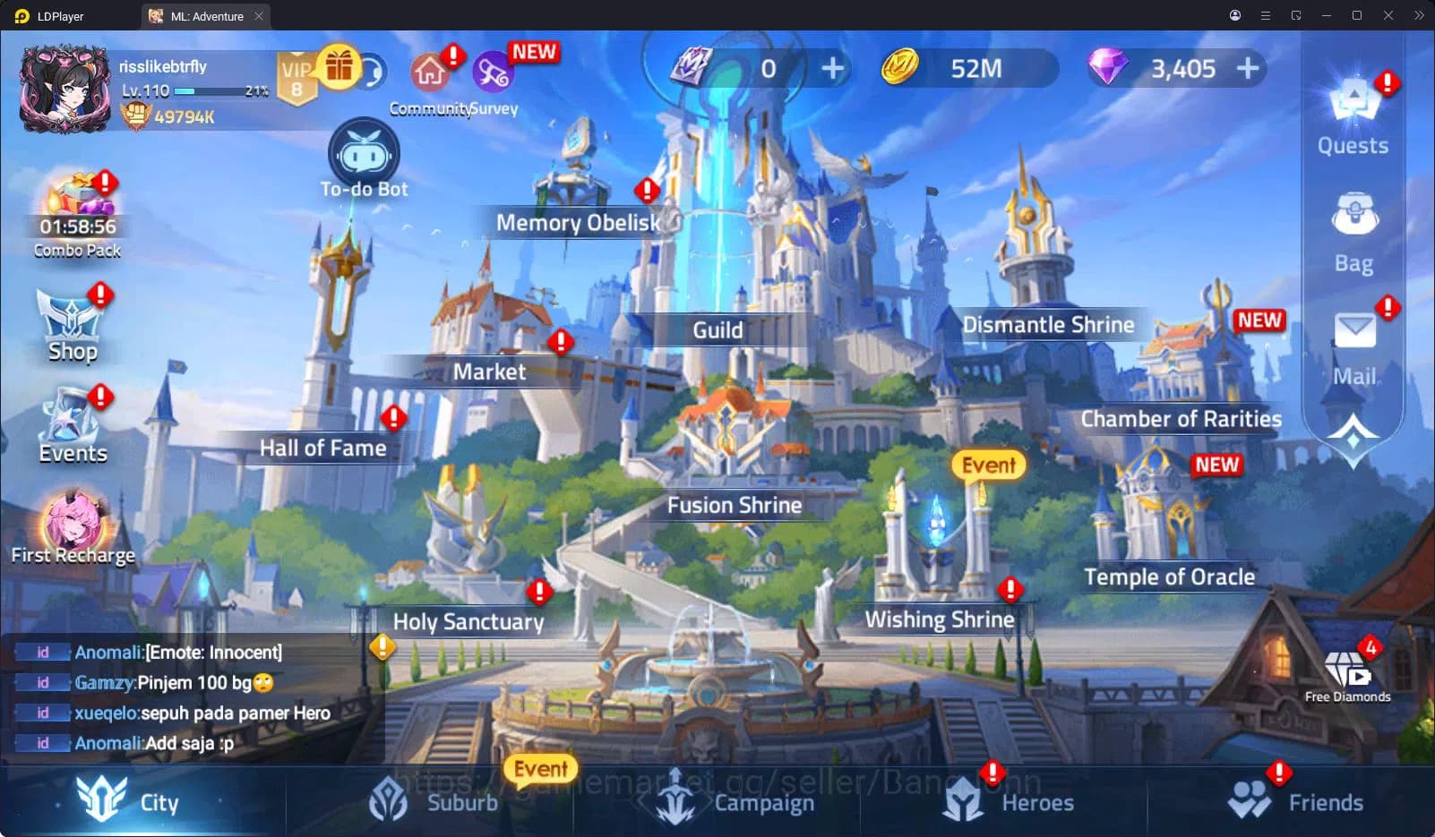 Mobile Legends: Adventure Accounts SERVER 70680 | LVL 110 | 49M POWER | 11 AWAKEN | 1 image 7