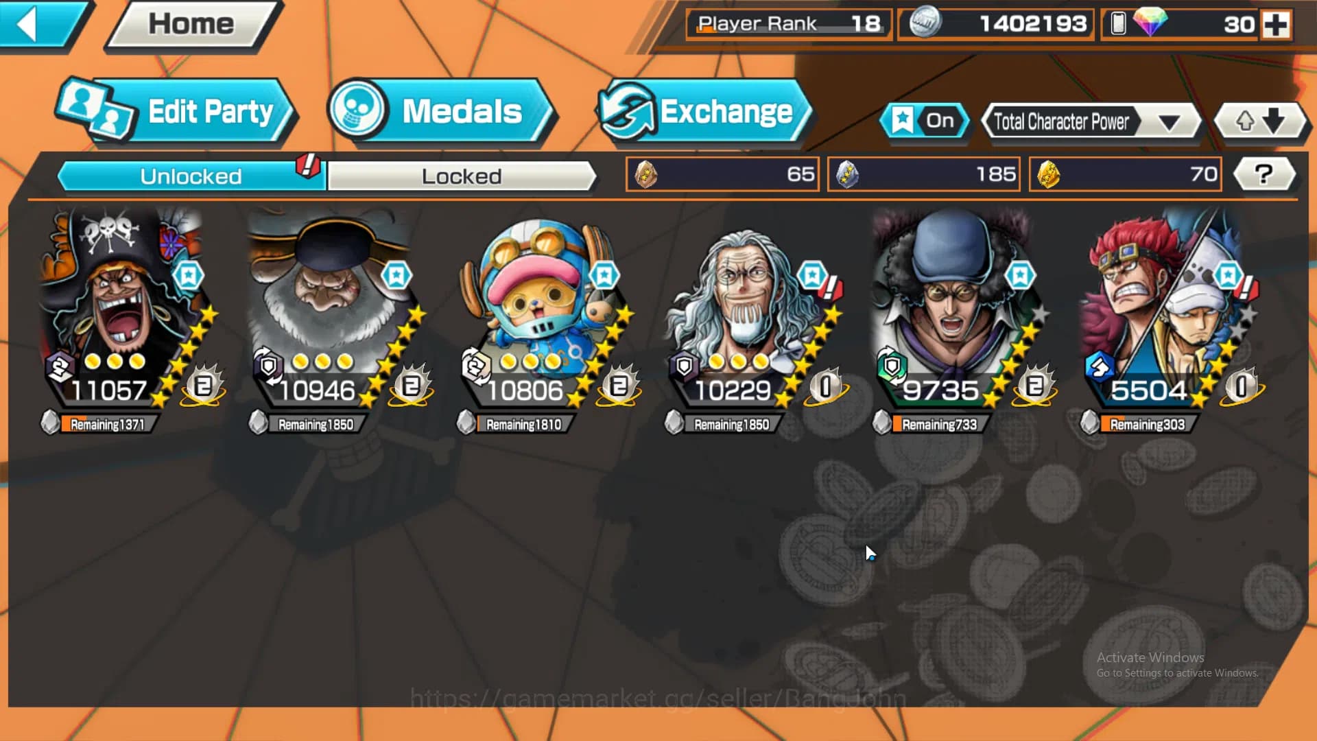 One Piece Bounty Rush Accounts GLOBAL |5 ex, kid n law onighasima, ST saturn, fou image 3