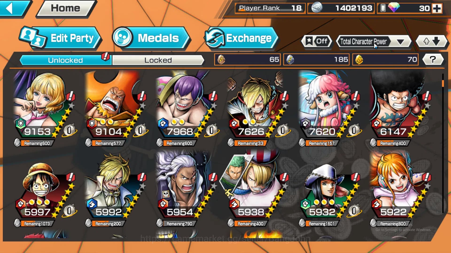 One Piece Bounty Rush Accounts GLOBAL |5 ex, kid n law onighasima, ST saturn, fou image 5