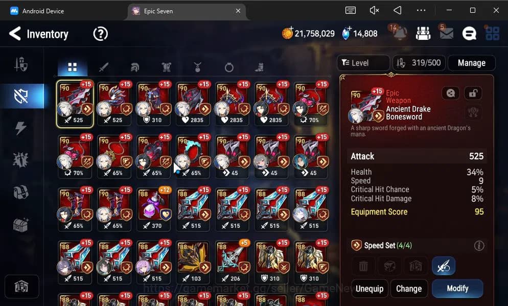 Epic Seven Accounts GLOBAL UNVERIF|9 ML(Salome,BArunka,LOT Scales,NM L image 11