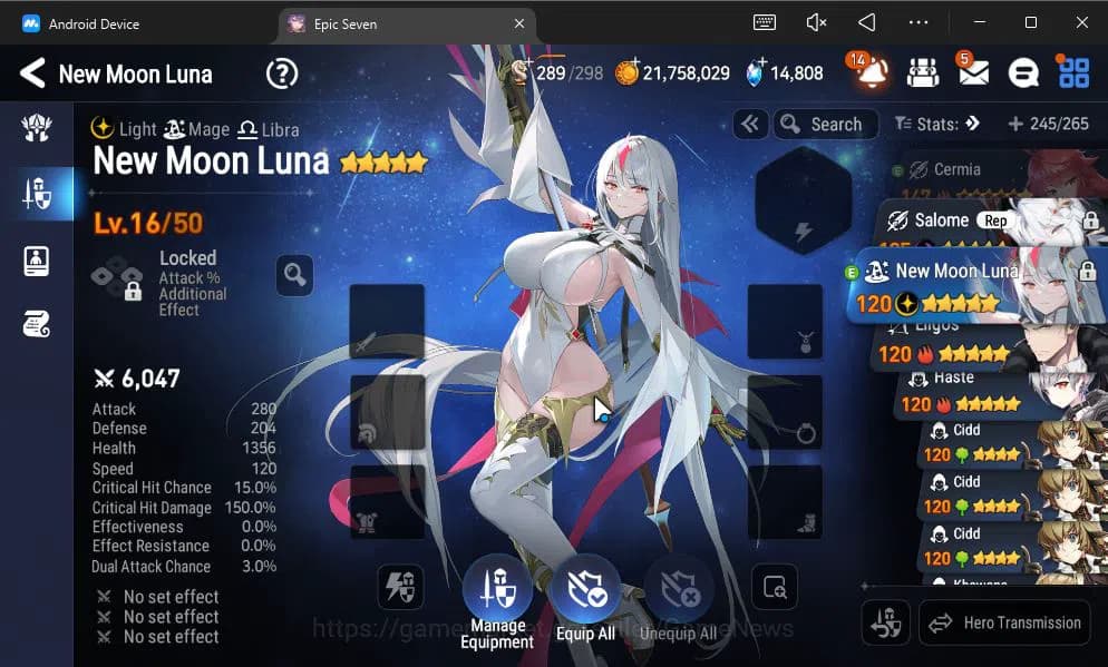 Epic Seven Accounts GLOBAL UNVERIF|9 ML(Salome,BArunka,LOT Scales,NM L image 2