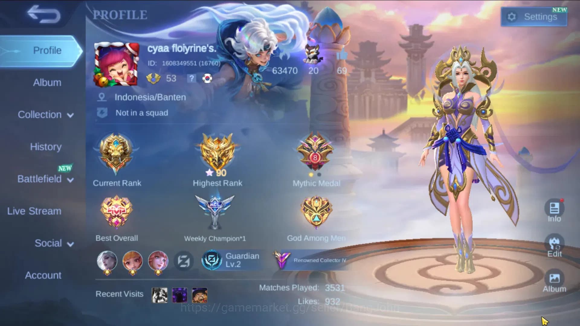 Mobile Legends: Bang Bang Accounts Global|Hero 96 Skin 221|Renowned|CC Natalia|Lbox S image 16